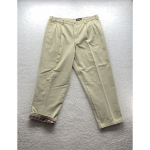 Eddie Bauer Blanket Lined Khaki Pants Mens 38x29 (Tag 38x30) Pleated Warm Winter